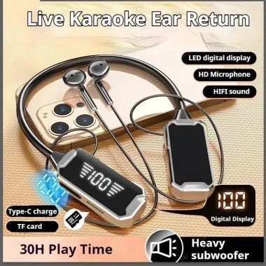 Tai nghe không dây Bluetooth đeo cổ, treo tai, thẻ SD, thể thao chạy bộ - 82.000đ