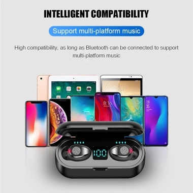 Tai nghe không dây F9 TWS Bluetooth 5.3 Hifi, chống nước, mic cảm ứng - 85.000₫