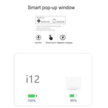 Tai nghe không dây i12 TWS Bluetooth 5.3 Macaron mờ – Rảnh tay, Mic, Hộp sạc, dùng cho all, giá 48.000đ 5