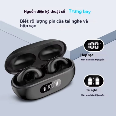 Tai nghe không dây TWS Q80 Bluetooth 5.3 Earclip Touch LED: Thiết kế cảm ứng, dây dẫn xương, giá 125k
