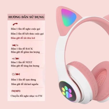 Tai Nghe Mèo STN 28 Bluetooth 5.0 Chống Ồn Âm Thanh Hay Cute Giá 123.546 VND
