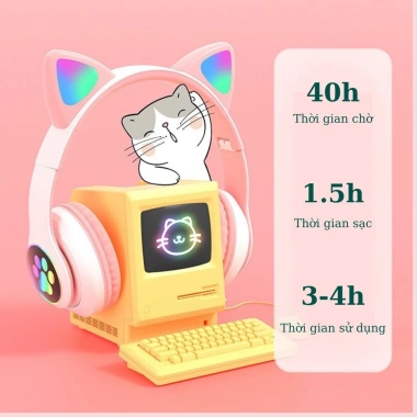 Tai Nghe Mèo STN 28 Bluetooth 5.0 Chống Ồn Âm Thanh Hay Cute Giá 123.546 VND