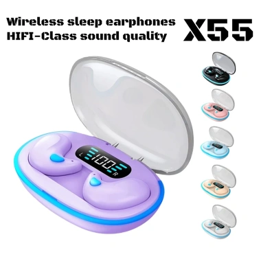 Tai nghe ngủ Bluetooth không dây X55 trong suốt, gọi & điều khiển nút - 69.999₫