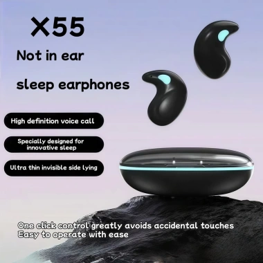 Tai nghe ngủ Bluetooth không dây X55 trong suốt, gọi & điều khiển nút - 69.999₫