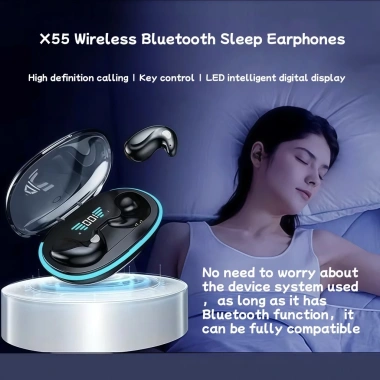 Tai nghe ngủ Bluetooth không dây X55 trong suốt, gọi & điều khiển nút - 69.999₫