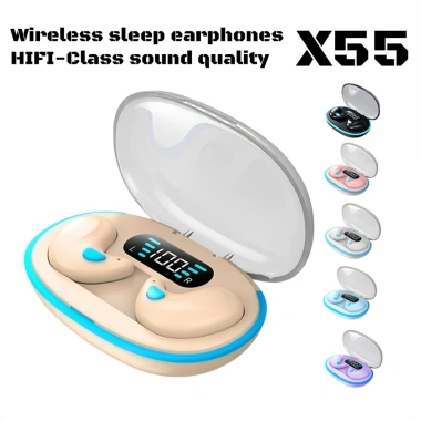 Tai nghe ngủ Bluetooth X55 siêu mỏng, mờ, nút thao tác, âm thanh rõ ràng 69.999₫