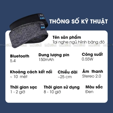 Tai Nghe Ngủ Micofi Băng Đô Thể Thao Bluetooth Chống Ồn Hifi Không Đau Tai Pin Trâu 185k 4