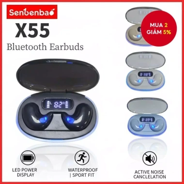 Tai nghe Senbenbao X55 không dây, LED, HiFi Stereo, khử tiếng ồn, chống nước – Ngủ, thể thao, du lịch mùa đông 2.026