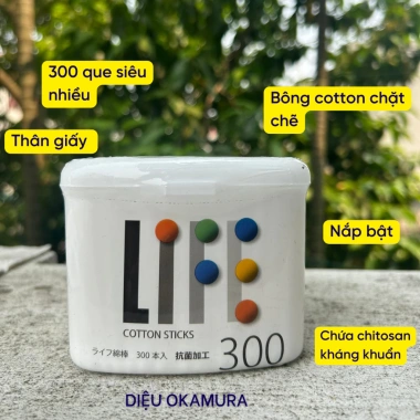 Tăm bông siêu chắc Life kháng khuẩn 300 que Nhật Bản - Giá 60.000đ (giảm so với 78.000đ) 2