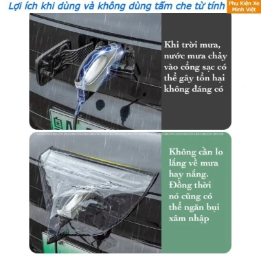 Tấm Che Mưa Ổ Sạc Xe Ô Tô Điện Nam Châm Hít Chắc Chống Nước Dễ Lắp Đặt 3