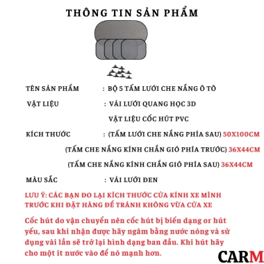 Tấm che nắng ô tô dạng lưới PET tự dính tĩnh điện gấp gọn CarMax tiện lợi giá 35.000đ