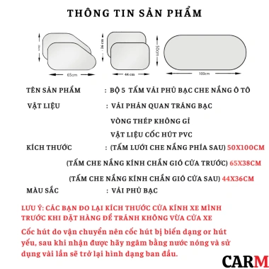 Tấm che nắng ô tô dạng lưới PET tự dính tĩnh điện gấp gọn CarMax tiện lợi giá 35.000đ