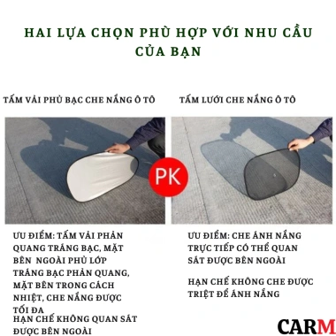 Tấm che nắng ô tô dạng lưới PET tự dính tĩnh điện gấp gọn CarMax tiện lợi giá 35.000đ