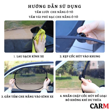 Tấm che nắng ô tô dạng lưới PET tự dính tĩnh điện gấp gọn CarMax tiện lợi giá 35.000đ