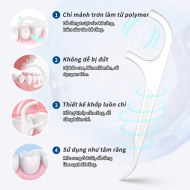 Tăm Chỉ Nha Khoa 100 Chiếc Đàn Hồi Cao – Làm Sạch Mảng Bám, Vệ Sinh Răng Miệng An Toàn, Giá 25.000 VNĐ 3
