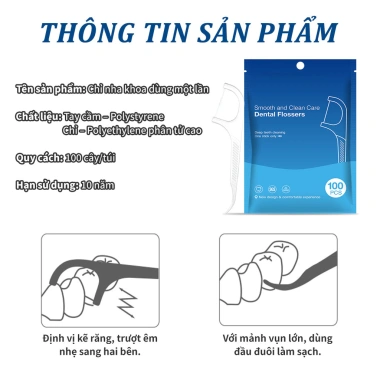 Tăm Chỉ Nha Khoa 100 Chiếc Đàn Hồi Cao – Làm Sạch Mảng Bám, Vệ Sinh Răng Miệng An Toàn, Giá 25.000 VNĐ 9