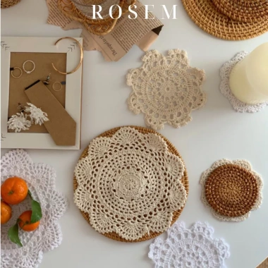 Tấm lót bình hoa ren cotton đa kích thước Trang trí bàn ăn, phụ kiện chụp ảnh, giảm giá hấp dẫn 3