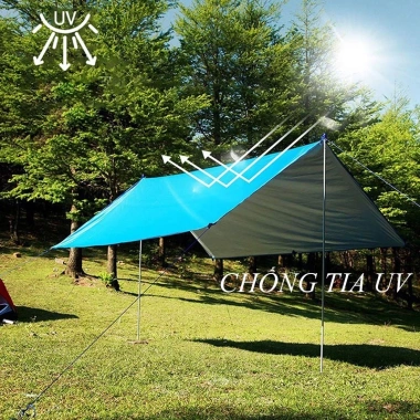 Tấm Tăng Dã Ngoại Chống Thấm, Chống UV - Bạt Mái Che Vải Nhẹ Siêu Bền 185k