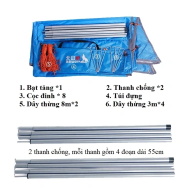 Tấm Tăng Hình Chữ Nhật BSWolf ZL020 300x300cm PU2.000mm UPF30+ Giá 325.000 VNĐ
