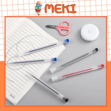 TẶNG 50 NGÒI 10 Bút Gel MEKI 0.5mm Đen Xanh Đỏ, Khô Nhanh, Mực Đều, Nét Đẹp - Giá 29.000đ 4