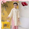 Tặng bờm vòng ngọc - Bộ áo dài Thanh Liễu bé gái, lụa gấm thọ ánh kim, 168k 4
