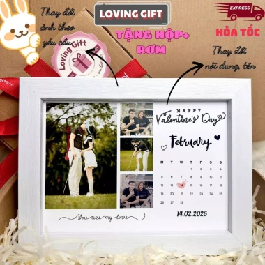 Tặng hộp rơm - Khung Ảnh Valentine 14/2 Quà Tặng Người Yêu, Vợ Chồng, Cá Nhân Hóa Giá 69k