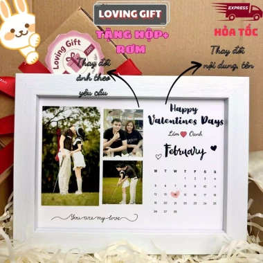 Tặng hộp rơm - Khung Ảnh Valentine 14/2 Quà Tặng Người Yêu, Vợ Chồng, Cá Nhân Hóa Giá 69k