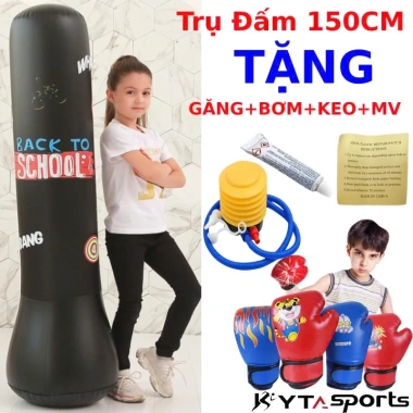 Tặng kèm bộ bơm hơi, keo dán - Trụ đấm bốc boxing tự đứng, đế đổ nước cao cấp Tặng kèm bộ bơm hơi, keo dán - Trụ đấm bốc boxing tự đứng, đế đổ nước cao cấp