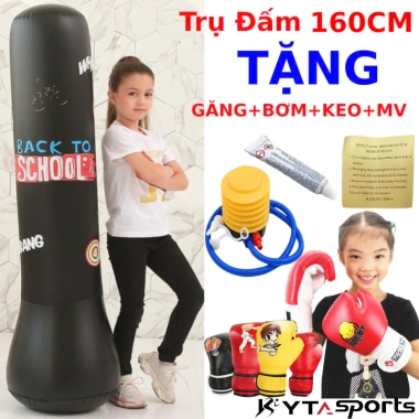 Tặng kèm bộ bơm hơi, keo dán - Trụ đấm bốc boxing tự đứng, đế đổ nước cao cấp 3