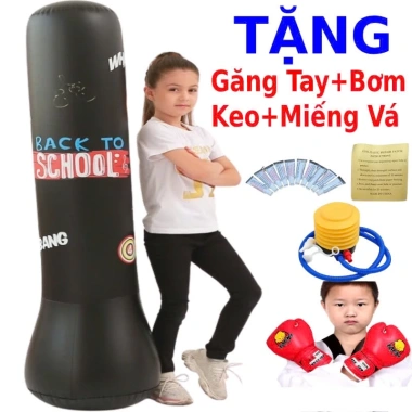 Tặng kèm bộ bơm hơi, keo dán - Trụ đấm bốc boxing tự đứng, đế đổ nước cao cấp 6