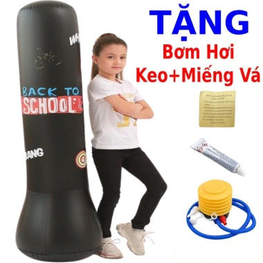 Tặng kèm bộ bơm hơi, keo dán - Trụ đấm bốc boxing tự đứng, đế đổ nước cao cấp 10