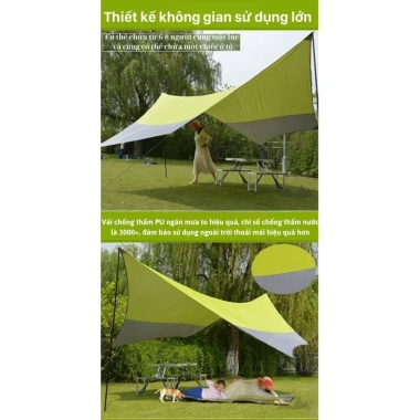 Tăng Lều Che Mưa Dã Ngoại 5x4.5m Lục Giác Chống Nắng Chống Thấm Giá Ưu Đãi 800k
