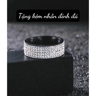 TẶNG NHẪN Combo 5 món: đồng hồ, dây chuyền, lắc tay + 2 nhẫn đá cuban cho nam nữ - Giá chỉ 99.999 VND