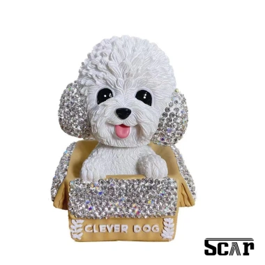 Taplo Chú Cún Clever Dog Đầu Lắc Lư Gắn Pha Lê Dễ Thương Giảm Giá Tới 129k
