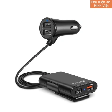 Tẩu Chia Sạc Ô Tô 4 Cổng USB QC3.0 - Dây Dài 1.8m, Sạc Nhanh, Giá Ưu Đãi 110k