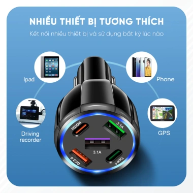 Tẩu Sạc 4 Cổng USB 66W Quick Charge 3.0 Xe Ô Tô - Nhỏ Gọn, Sạc Nhanh, Ổn Định, 47.899đ 3