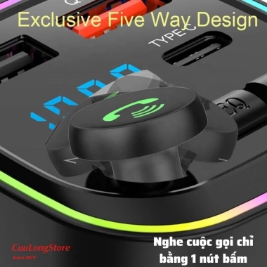 Tẩu Sạc Bluetooth Ô tô 5.0 FM USB MP3, 20W, Đo Điện Áp 12V/24V - 179.000₫