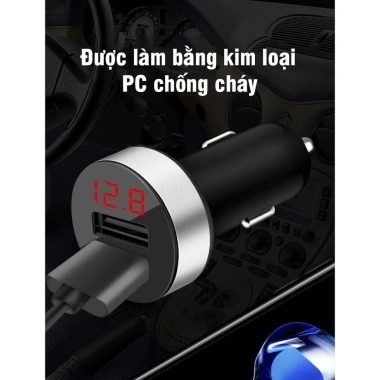 Tẩu sạc điện thoại ô tô 12V sạc nhanh màn hình LED cao cấp - Giá chỉ 55.000₫ 9