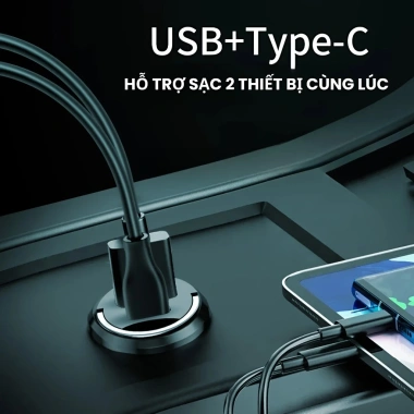 Tẩu sạc nhanh 100W Type-C + USB, sạc 2 thiết bị cùng lúc, bộ sạc ô tô nhỏ gọn tiện lợi 2