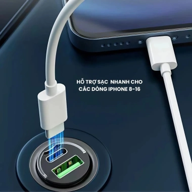 Tẩu sạc nhanh 100W Type-C + USB, sạc 2 thiết bị cùng lúc, bộ sạc ô tô nhỏ gọn tiện lợi 3