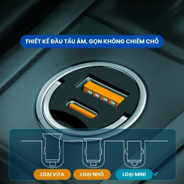 Tẩu sạc nhanh 100W Type-C + USB, sạc 2 thiết bị cùng lúc, bộ sạc ô tô nhỏ gọn tiện lợi 4