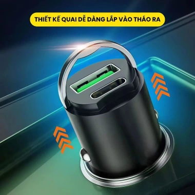 Tẩu sạc nhanh 100W Type-C + USB, sạc 2 thiết bị cùng lúc, bộ sạc ô tô nhỏ gọn tiện lợi 5