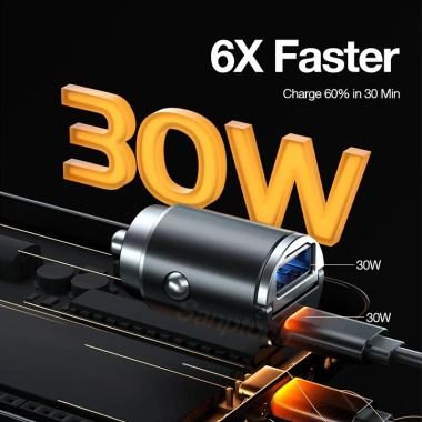 Tẩu Sạc Nhanh 2 Cổng USB Type-C PD30W+QC3.0 Tương Thích iPhone 13/12/11, iPad, Samsung, Huawei, Xiaomi