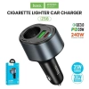 Tẩu sạc nhanh 240W Hoco Z56 có bật lửa cho ô tô, xe hơi – Type‑C 35W + USB 30W, giá chỉ 230.000₫