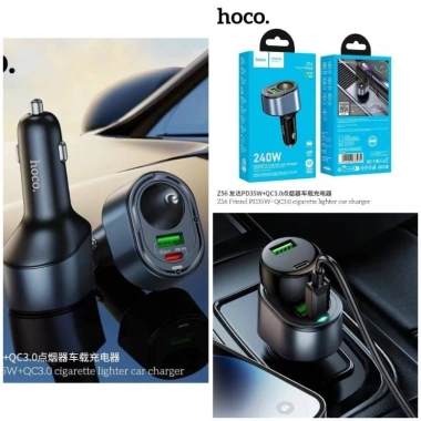 Tẩu sạc nhanh 240W Hoco Z56 có bật lửa cho ô tô, xe hơi – Type‑C 35W + USB 30W, giá chỉ 230.000₫ 2