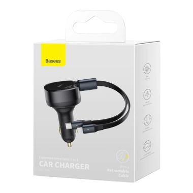 Tẩu Sạc Nhanh 30W Baseus Enjoyment 2 trong 1, Cáp Dây Rút Type C + L, 379.850₫ 9