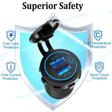 Tẩu sạc nhanh 36W QC3.0 2 cổng USB cho xe máy & ô tô, nút nhấn LED - MTR021 Giá ưu đãi 79.000đ 6