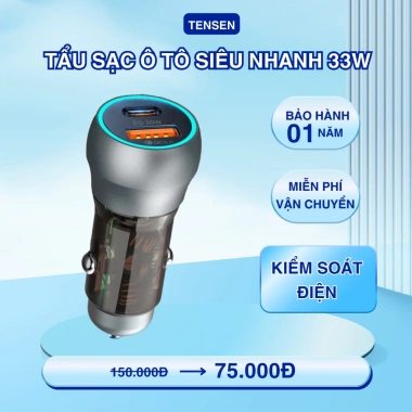 Tẩu Sạc Nhanh 38W Ô Tô 2 Cổng USB và Type‑C, Chống Cháy Nổ, Kiểm Soát Quá Tải - Giá Ưu Đãi 79.000₫