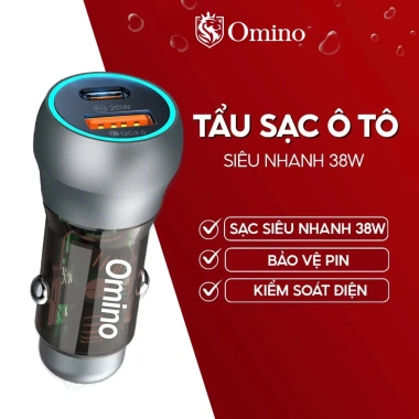 Tẩu Sạc Nhanh 38W OMINO cho Ô Tô - 2 Cổng USB & Type C, Chống Cháy Nổ, Kiểm Soát Quá Tải, Giá 90.000đ