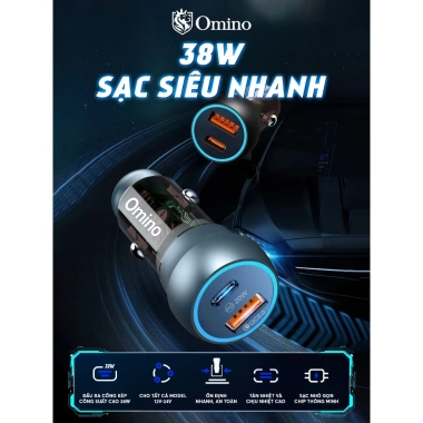 Tẩu Sạc Nhanh 38W OMINO cho Ô Tô - 2 Cổng USB & Type C, Chống Cháy Nổ, Kiểm Soát Quá Tải, Giá 90.000đ 3 Tẩu Sạc Nhanh 38W OMINO cho Ô Tô - 2 Cổng USB & Type C, Chống Cháy Nổ, Kiểm Soát Quá Tải, Giá 90.000đ 3